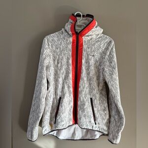 Lole White & Grey with Orange accent Patterned Fleece Jacket - size L